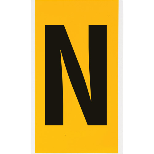 Individual Number & Letter Label, N, 6" H, Black on Yellow