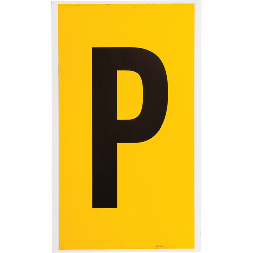 Individual Number & Letter Label, P, 6" H, Black on Yellow