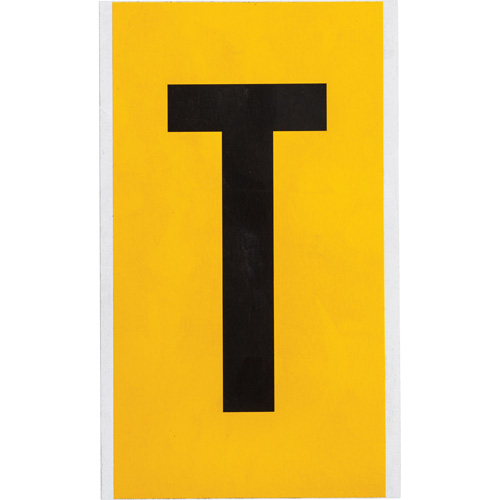 Individual Number & Letter Label, T, 6" H, Black on Yellow