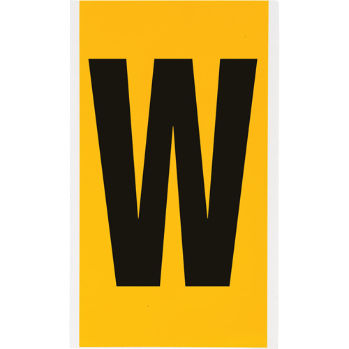 Individual Number & Letter Labels, W, 6" H, Black on Yellow