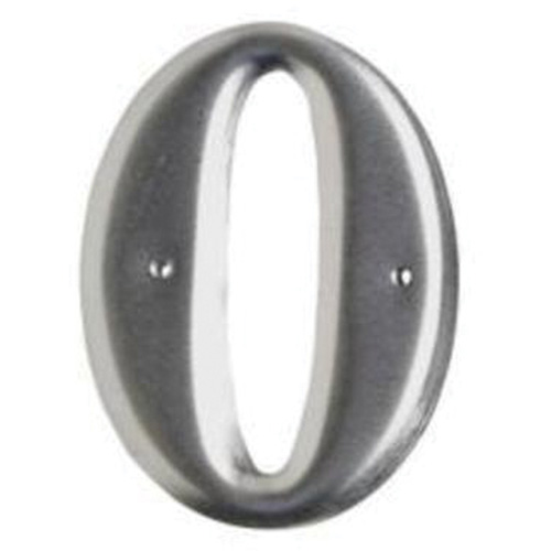 Aluminum Embossed Number and Letter Labels, 0, 3" H, Silver