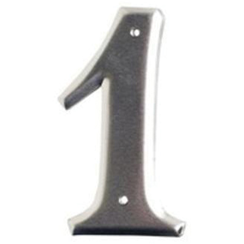 Aluminum Embossed Number and Letter Labels, 1, 3" H, Silver