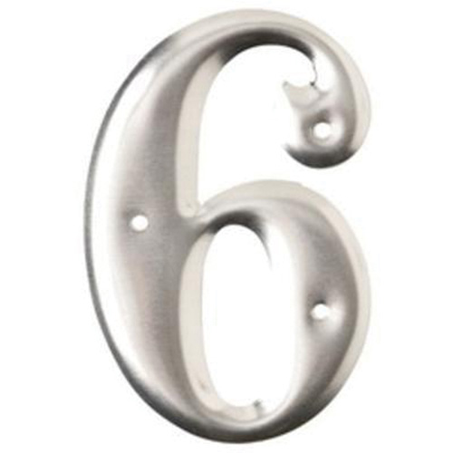 Aluminum Embossed Number and Letter Labels, 6, 3" H, Silver