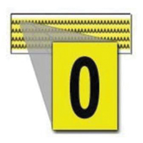 Repositionable Individual Number and Letter Labels, 0, 1/4" H, Black on Yellow