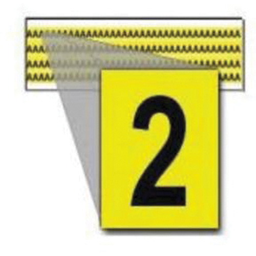Repositionable Individual Number and Letter Labels, 2, 1/4" H, Black on Yellow