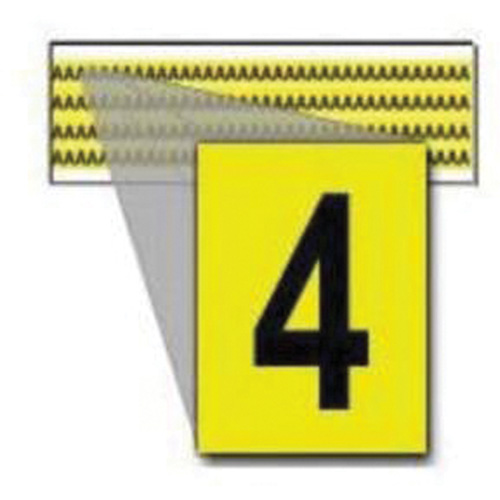 Repositionable Individual Number and Letter Labels, 4, 1/4" H, Black on Yellow