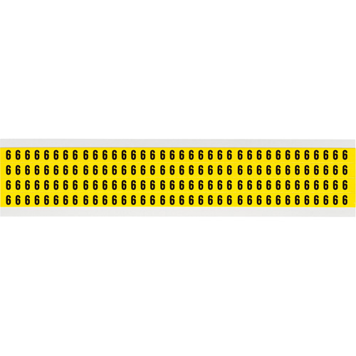 Repositionable Individual Number and Letter Labels, 6, 1/4" H, Black on Yellow