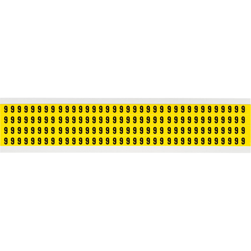 Repositionable Individual Number and Letter Labels, 9, 1/4" H, Black on Yellow