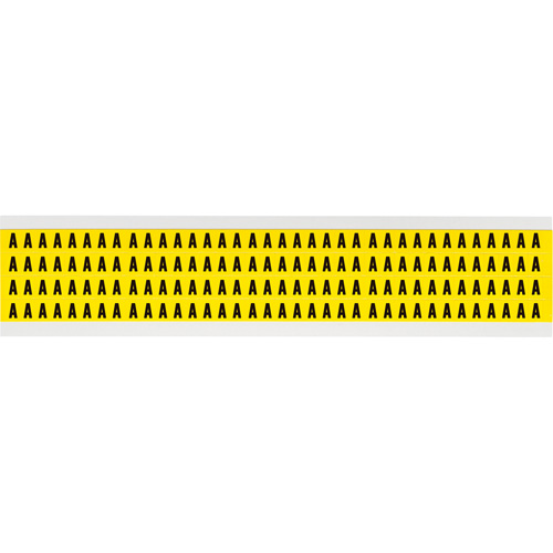 Repositionable Individual Number and Letter Labels, A, 1/4" H, Black on Yellow