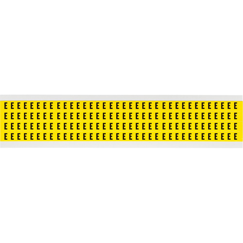 Repositionable Individual Number and Letter Labels, E, 1/4" H, Black on Yellow