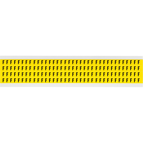 Repositionable Individual Number and Letter Labels, F, 1/4" H, Black on Yellow