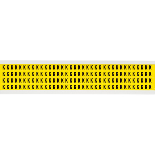 Repositionable Individual Number and Letter Labels, K, 1/4" H, Black on Yellow