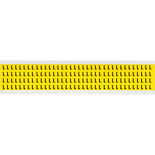 Repositionable Individual Number and Letter Labels, L, 1/4" H, Black on Yellow