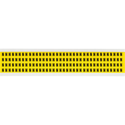 Repositionable Individual Number & Letter Labels, N, 1/4" H, Black on Yellow