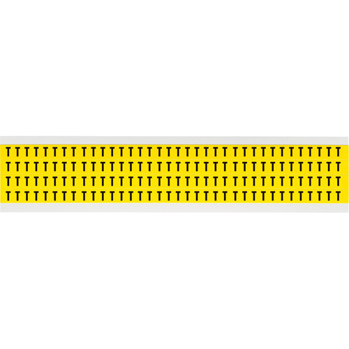 Repositionable Individual Number & Letter Labels, T, 1/4" H, Black on Yellow