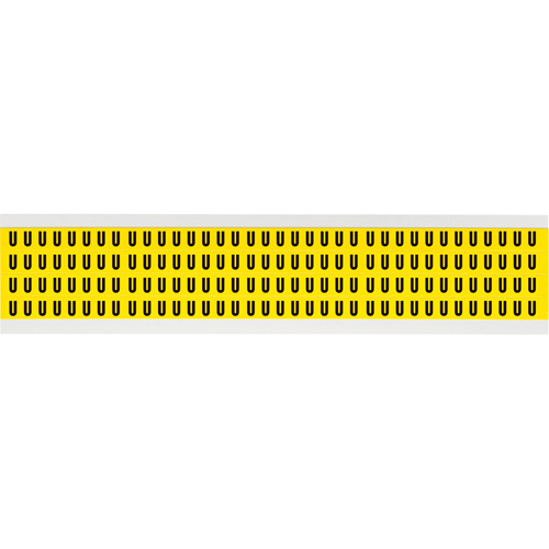 Repositionable Individual Number & Letter Labels, U, 1/4" H, Black on Yellow