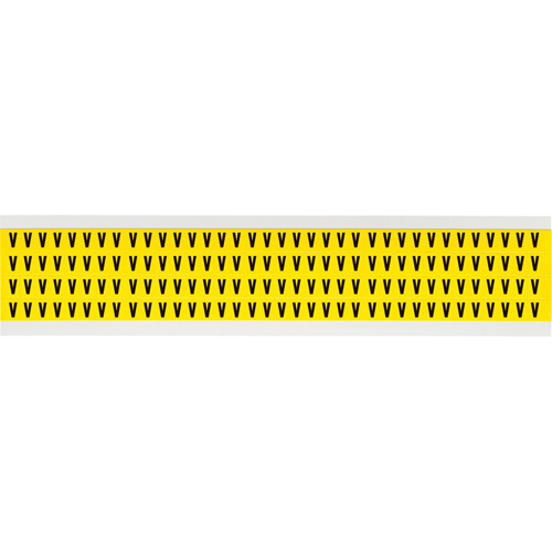 Repositionable Individual Number & Letter Labels, V, 1/4" H, Black on Yellow