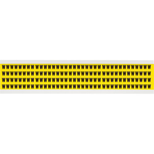 Repositionable Individual Number & Letter Labels, W, 1/4" H, Black on Yellow
