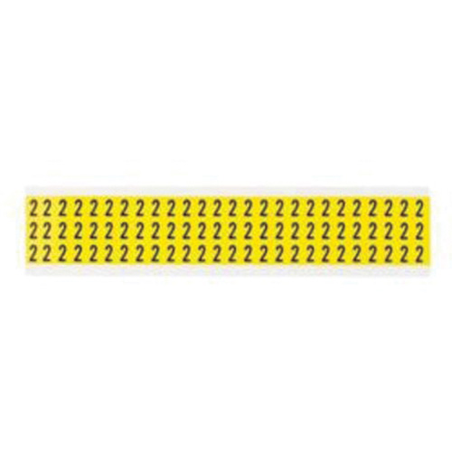 Repositionable Individual Number and Letter Labels, 2, 3/8" H, Black on Yellow