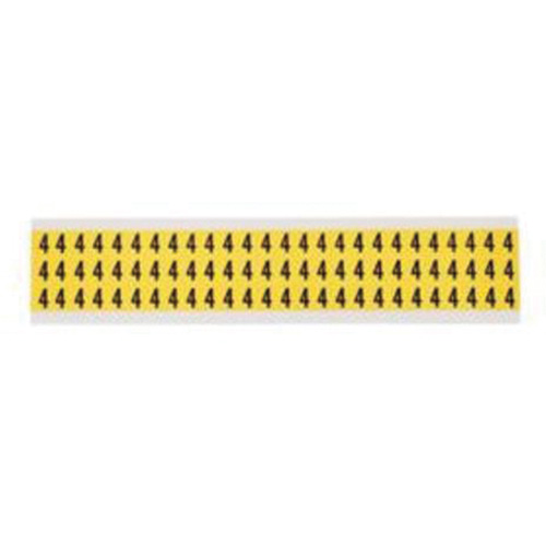Repositionable Individual Number and Letter Labels, 4, 3/8" H, Black on Yellow