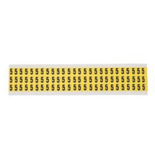 Repositionable Individual Number and Letter Labels, 5, 3/8" H, Black on Yellow