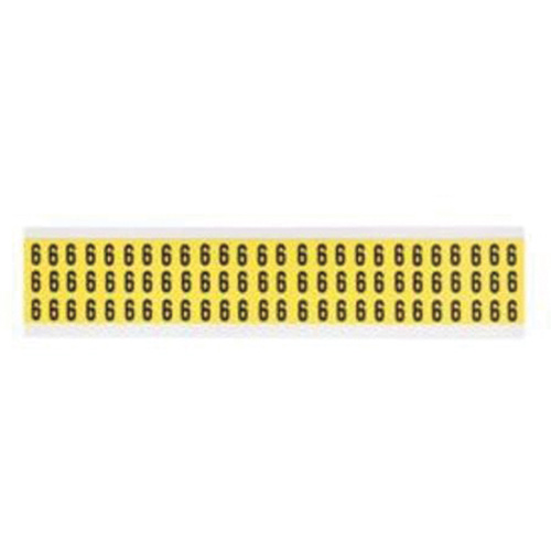 Repositionable Individual Number and Letter Labels, 6, 3/8" H, Black on Yellow