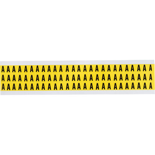 Repositionable Individual Number and Letter Labels, A, 3/8" H, Black on Yellow