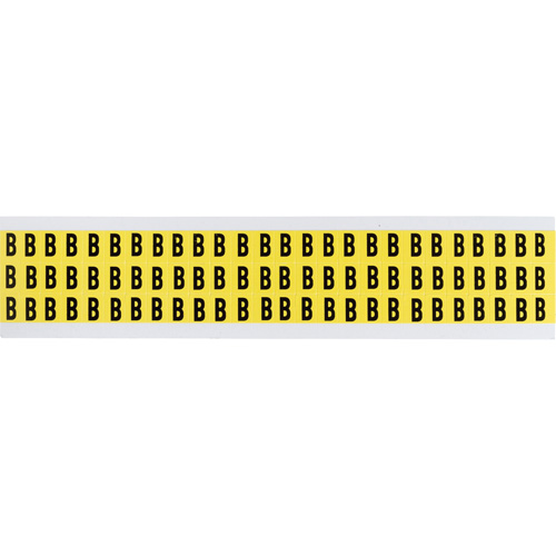Repositionable Individual Number and Letter Labels, B, 3/8" H, Black on Yellow