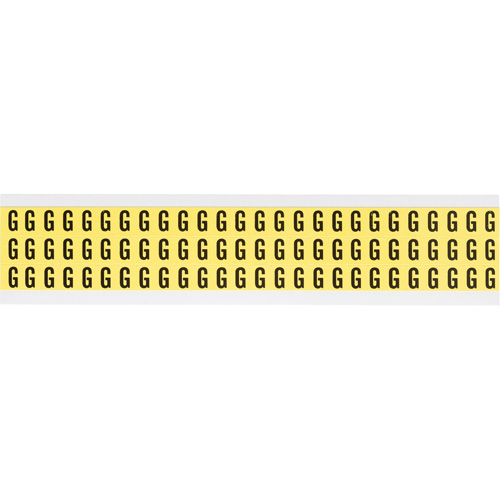 Repositionable Individual Number and Letter Labels, G, 3/8" H, Black on Yellow