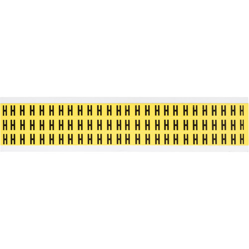 Repositionable Individual Number and Letter Labels, H, 3/8" H, Black on Yellow