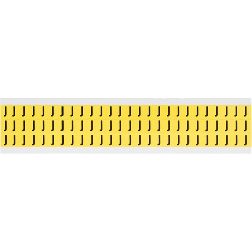 Repositionable Individual Number and Letter Labels, J, 3/8" H, Black on Yellow