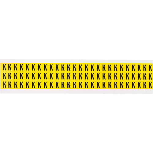 Repositionable Individual Number and Letter Labels, K, 3/8" H, Black on Yellow