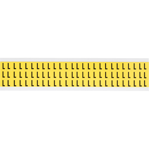 Repositionable Individual Number and Letter Labels, L, 3/8" H, Black on Yellow