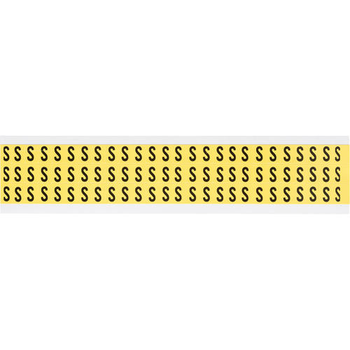 Repositionable Individual Number & Letter Labels, S, 3/8" H, Black on Yellow