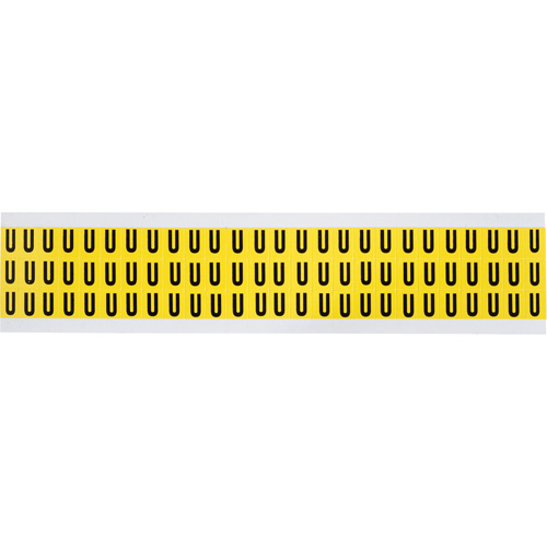 Repositionable Individual Number & Letter Labels, U, 3/8" H, Black on Yellow
