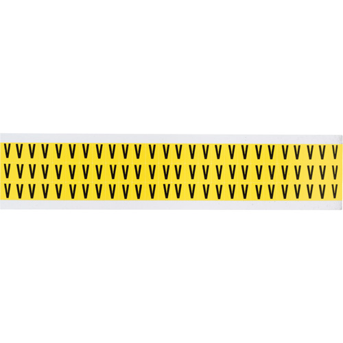 Repositionable Individual Number & Letter Labels, V, 3/8" H, Black on Yellow