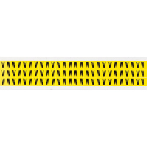 Repositionable Individual Number & Letter Labels, W, 3/8" H, Black on Yellow