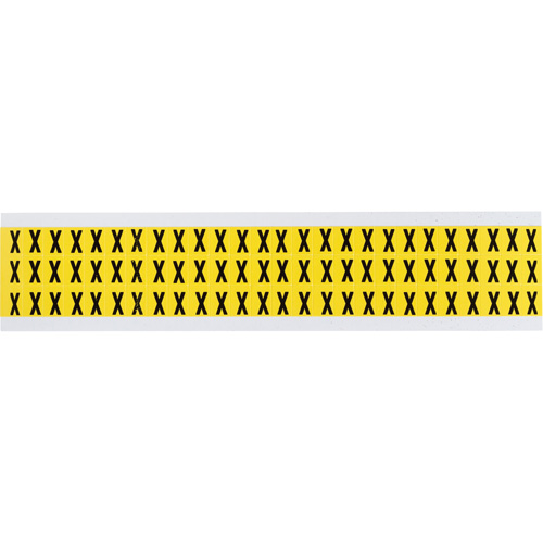 Repositionable Individual Number & Letter Labels, X, 3/8" H, Black on Yellow