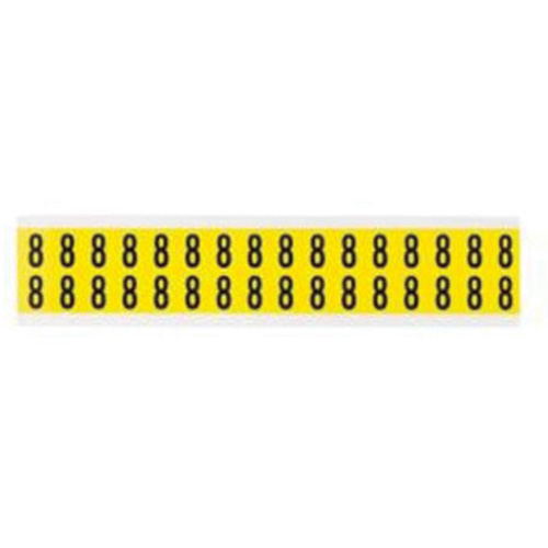 Repositionable Individual Number and Letter Labels, 8, 5/8" H, Black on Yellow