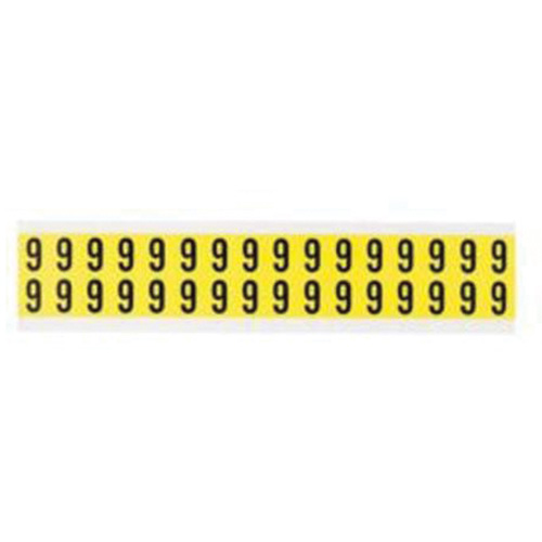 Repositionable Individual Number and Letter Labels, 9, 5/8" H, Black on Yellow