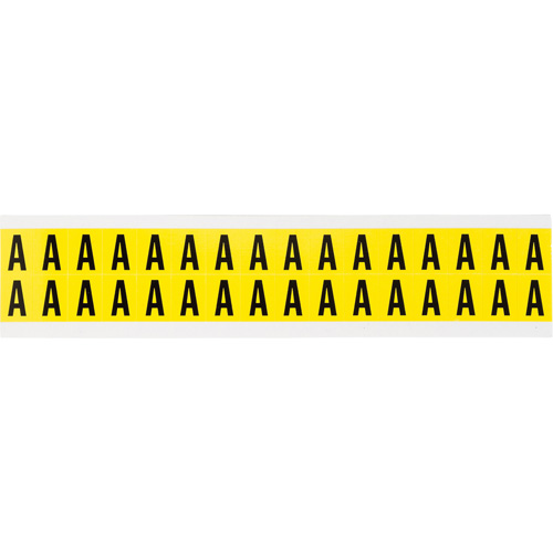 Repositionable Individual Number and Letter Labels, A, 5/8" H, Black on Yellow