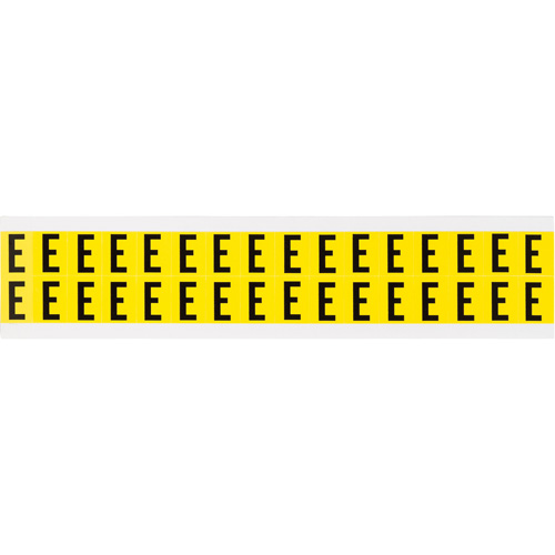 Repositionable Individual Number and Letter Labels, E, 5/8" H, Black on Yellow