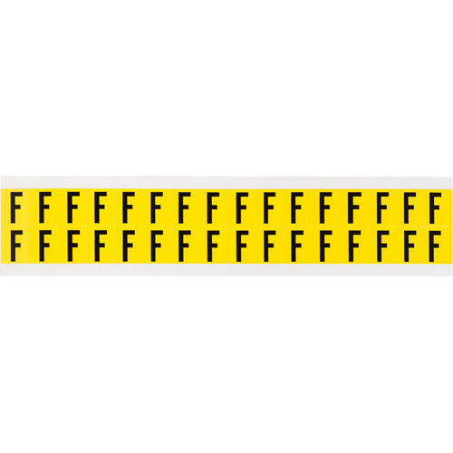 Repositionable Individual Number and Letter Labels, F, 5/8" H, Black on Yellow