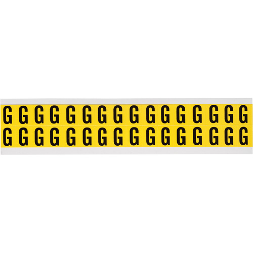 Repositionable Individual Number and Letter Labels, G, 5/8" H, Black on Yellow