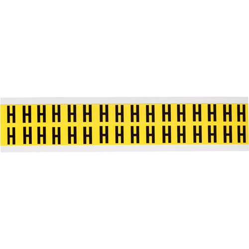 Repositionable Individual Number and Letter Labels, H, 5/8" H, Black on Yellow