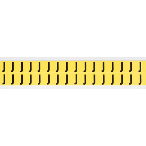 Repositionable Individual Number and Letter Labels, J, 5/8" H, Black on Yellow