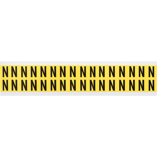 Repositionable Individual Number & Letter Labels, N, 5/8" H, Black on Yellow