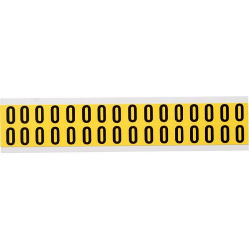 Repositionable Individual Number & Letter Labels, O, 5/8" H, Black on Yellow