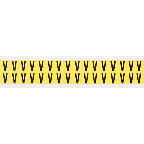 Repositionable Individual Number & Letter Labels, V, 5/8" H, Black on Yellow