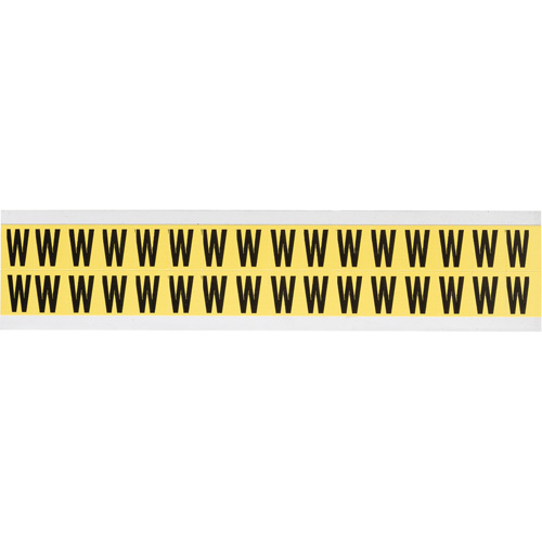 Repositionable Individual Number & Letter Labels, W, 5/8" H, Black on Yellow